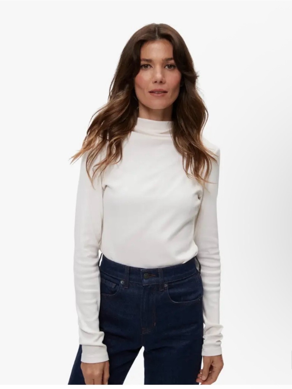 Michael Stars Janine mock neck long sleeve (xs, cream/chalk)